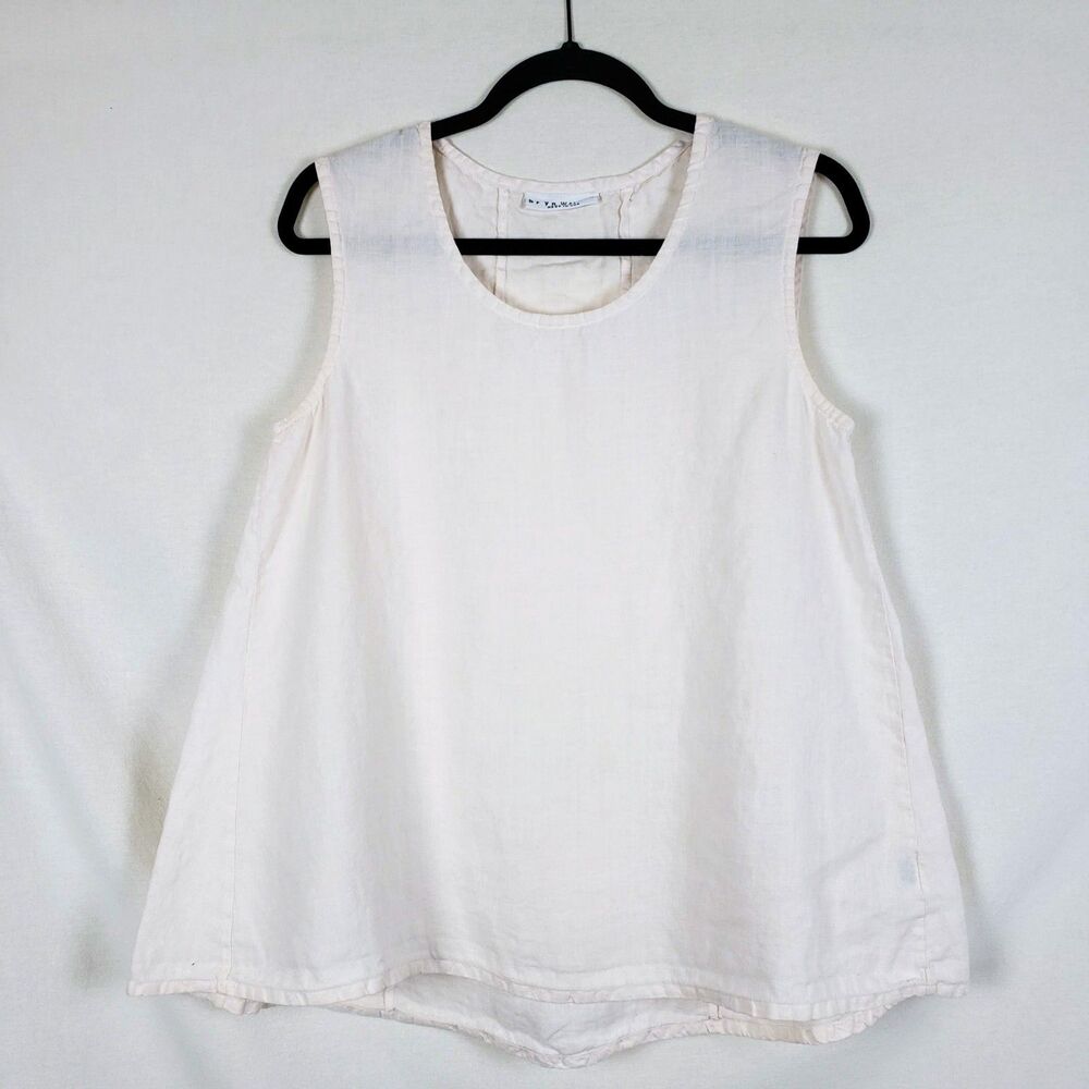 Bryn Walker Lagenlook Linen Top Womens XS Pale Pink Minimalist Coastal